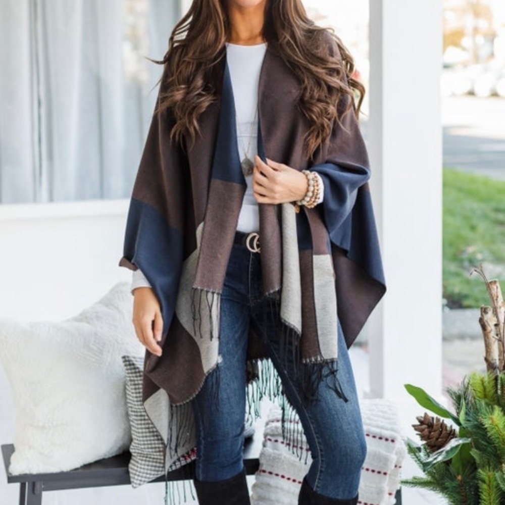 Navy & Brown Shawl